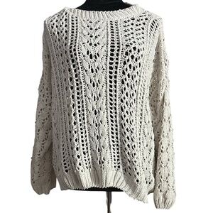 Forever 21 Cream Cable Neck Sweater- Size Small
